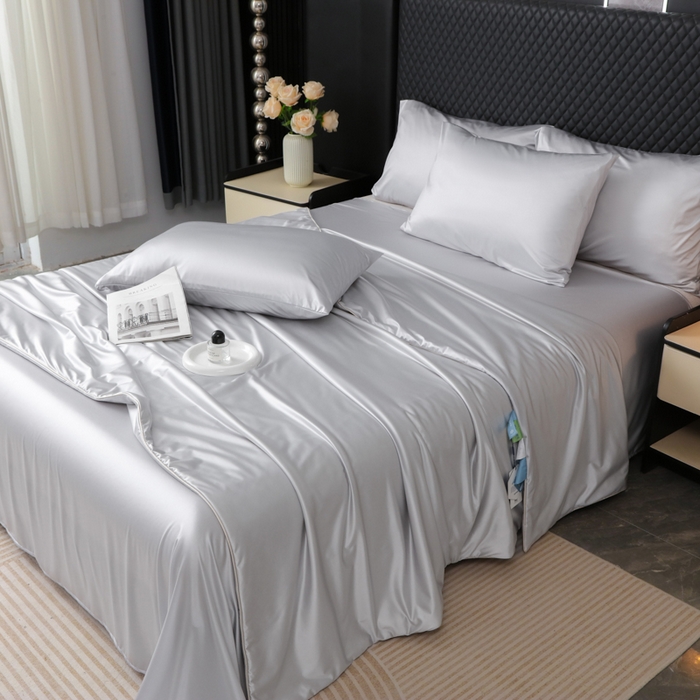 91家纺网 家纺一手货源 找家纺 爱彼家纺 2026新款高端流锻水光夏被冰肌锦氨A类夏被夏凉被空调被（超亲肤） 银月天丝灰