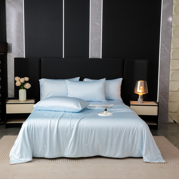 91家纺网 家纺一手货源 找家纺 爱彼家纺 2026新款高端流锻水光夏被冰肌锦氨A类夏被夏凉被空调被（超亲肤） 奢雅冰蓝