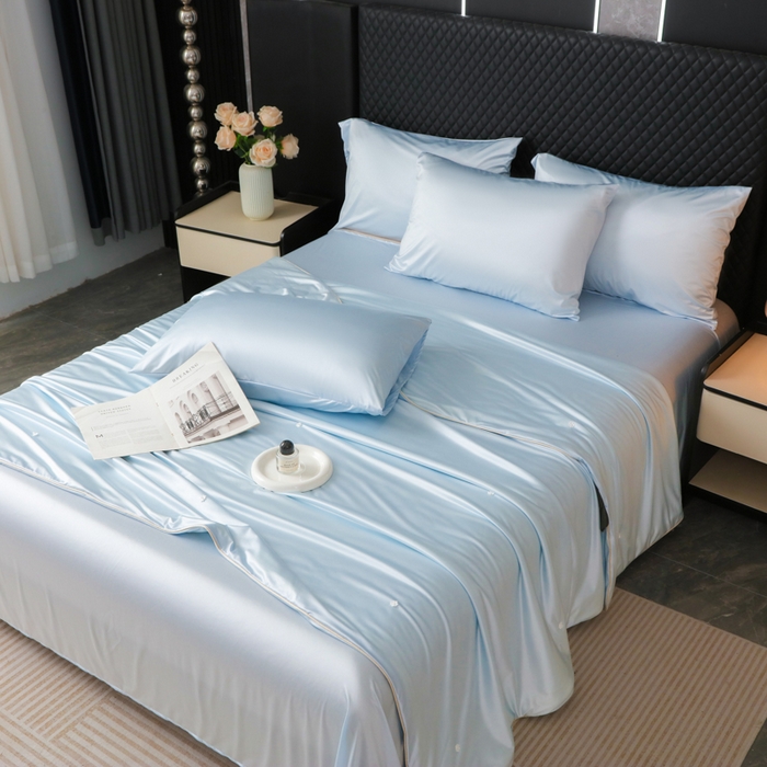 91家纺网 家纺一手货源 找家纺 爱彼家纺 2026新款高端流锻水光夏被冰肌锦氨A类夏被夏凉被空调被（超亲肤） 奢雅冰蓝