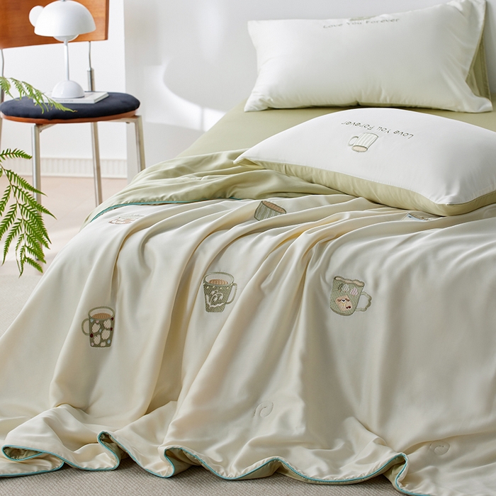 91家纺网 家纺一手货源 找家纺 （总）风向标家纺 2026新款50莱赛尔天丝夏被四件套（嵌绳款）