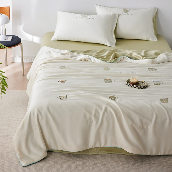 91家纺网 家纺一手货源 找家纺 风向标家纺 2026新款50莱赛尔天丝夏被四件套（嵌绳款） 爱一辈子