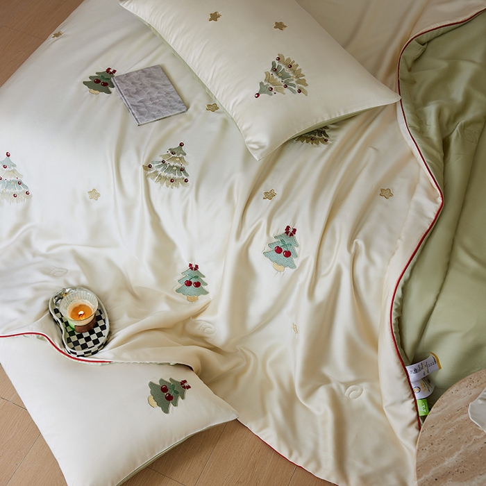 91家纺网 家纺一手货源 找家纺 风向标家纺 2026新款50莱赛尔天丝夏被四件套（嵌绳款） 夏日礼物