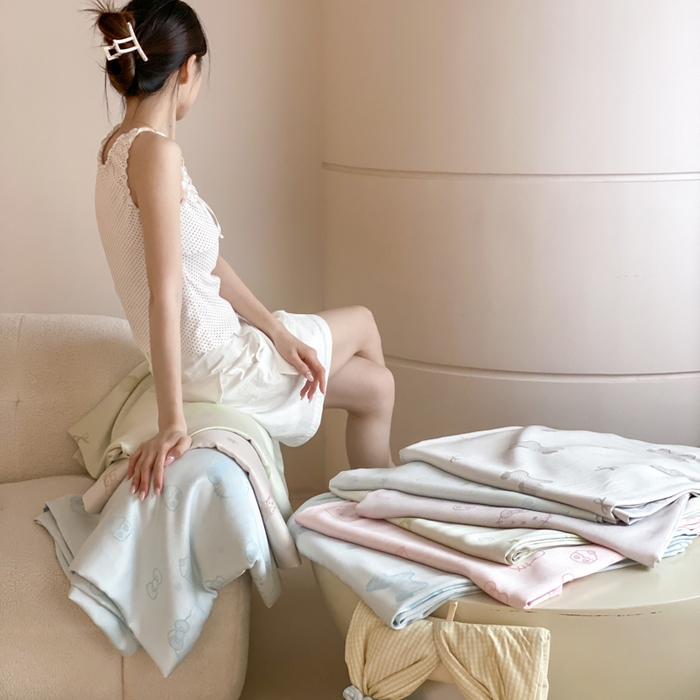 91家纺网 家纺一手货源 找家纺 麻依 2026新款竹纤维单层毛巾被盖毯夏凉被冷感毯 组合图