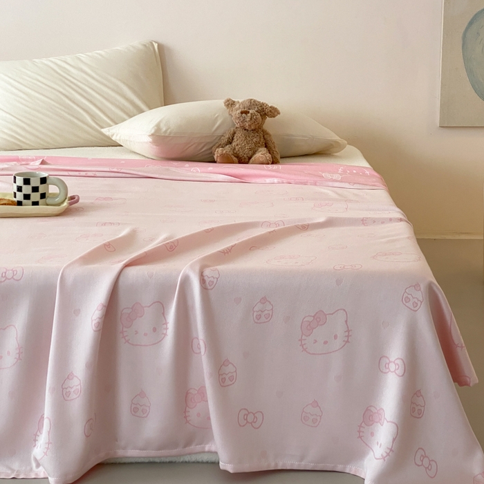 91家纺网 家纺一手货源 找家纺 麻依 2026新款竹纤维单层毛巾被盖毯夏凉被冷感毯 蛋糕KT-粉色