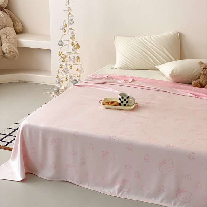 91家纺网 家纺一手货源 找家纺 麻依 2026新款竹纤维单层毛巾被盖毯夏凉被冷感毯 蛋糕KT-粉色