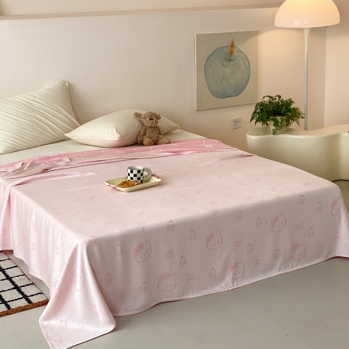 91家纺网 家纺一手货源 找家纺 麻依 2026新款竹纤维单层毛巾被盖毯夏凉被冷感毯 蛋糕KT-粉色