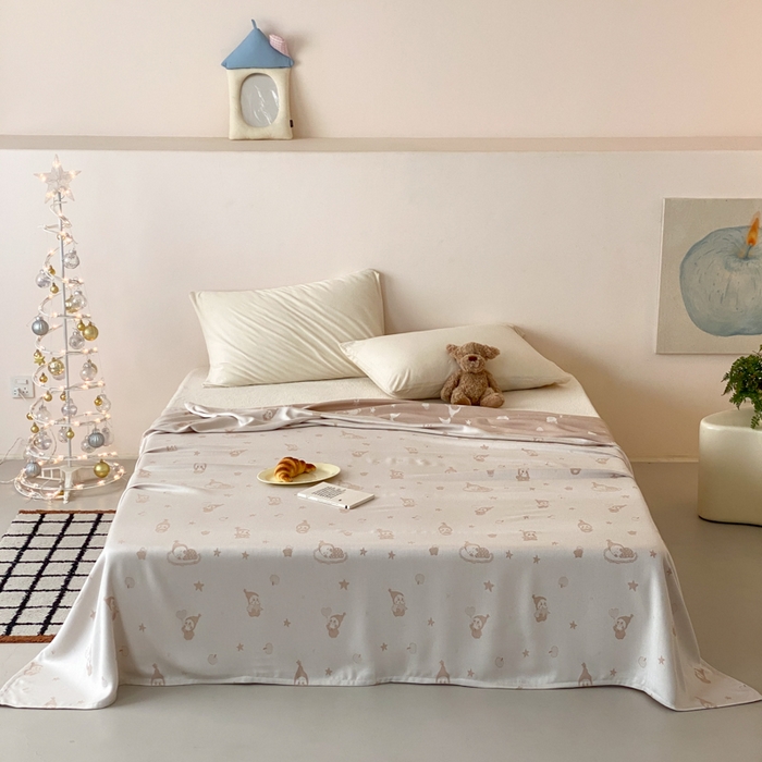 麻依 2026新款竹纤维单层毛巾被盖毯夏凉被冷感毯 竹星宝-驼色