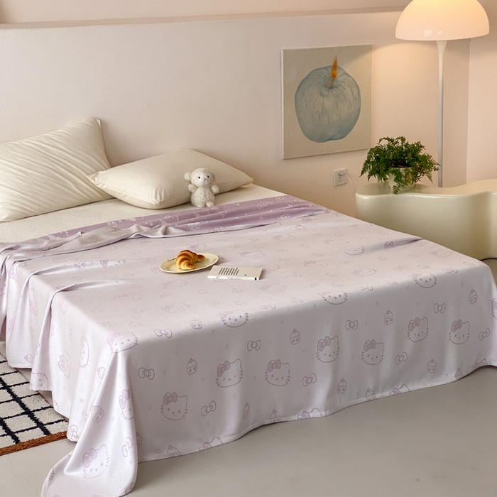 91家纺网 家纺一手货源 找家纺 麻依 2026新款竹纤维单层毛巾被盖毯夏凉被冷感毯 蛋糕KT-紫色