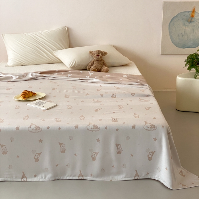 91家纺网 家纺一手货源 找家纺 麻依 2026新款竹纤维单层毛巾被盖毯夏凉被冷感毯 竹星宝-驼色