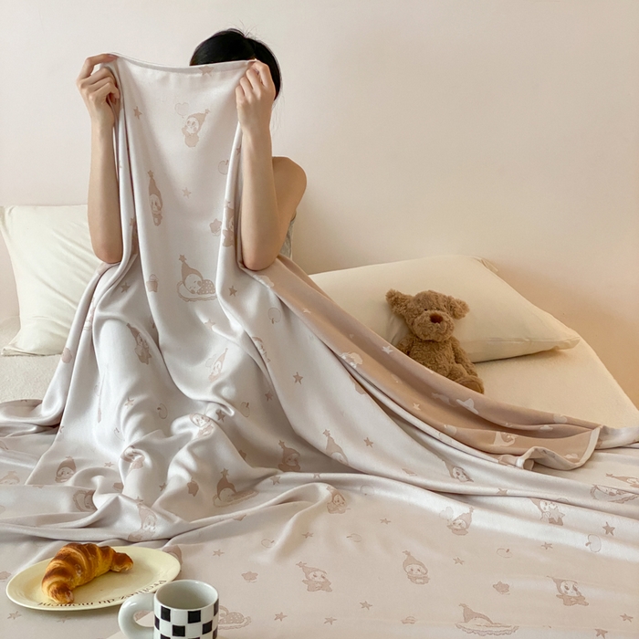 91家纺网 家纺一手货源 找家纺 麻依 2026新款竹纤维单层毛巾被盖毯夏凉被冷感毯 竹星宝-驼色