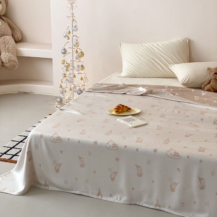 91家纺网 家纺一手货源 找家纺 麻依 2026新款竹纤维单层毛巾被盖毯夏凉被冷感毯 竹星宝-驼色