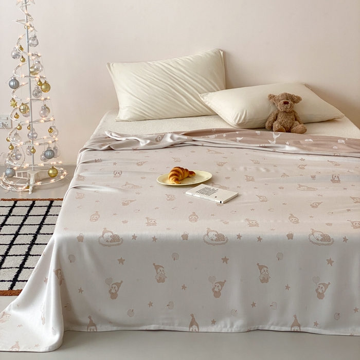 91家纺网 家纺一手货源 找家纺 麻依 2026新款竹纤维单层毛巾被盖毯夏凉被冷感毯 竹星宝-驼色