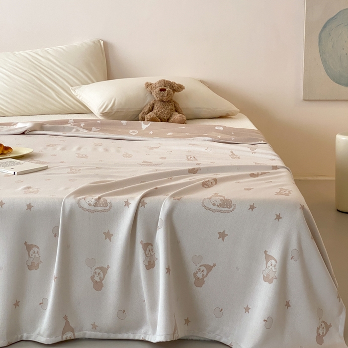 91家纺网 家纺一手货源 找家纺 麻依 2026新款竹纤维单层毛巾被盖毯夏凉被冷感毯 竹星宝-驼色