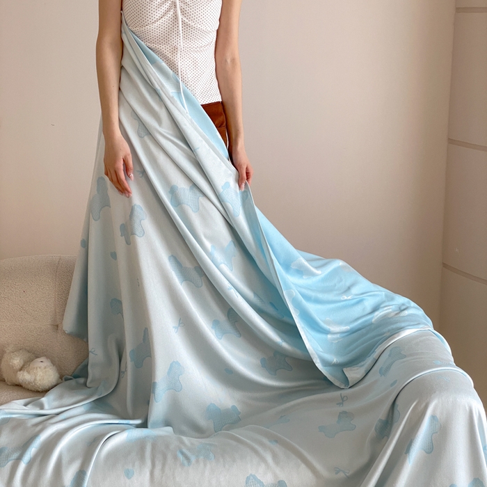 91家纺网 家纺一手货源 找家纺 麻依 2026新款竹纤维单层毛巾被盖毯夏凉被冷感毯 小马-蓝色