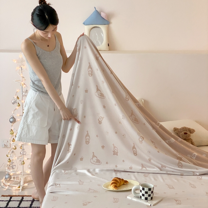 91家纺网 家纺一手货源 找家纺 麻依 2026新款竹纤维单层毛巾被盖毯夏凉被冷感毯 竹星宝-驼色