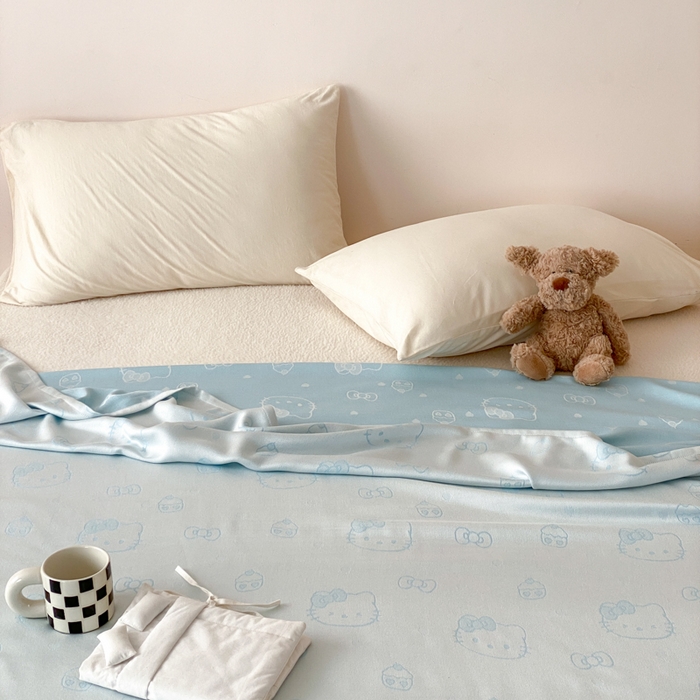 91家纺网 家纺一手货源 找家纺 麻依 2026新款竹纤维单层毛巾被盖毯夏凉被冷感毯 蛋糕KT-蓝色