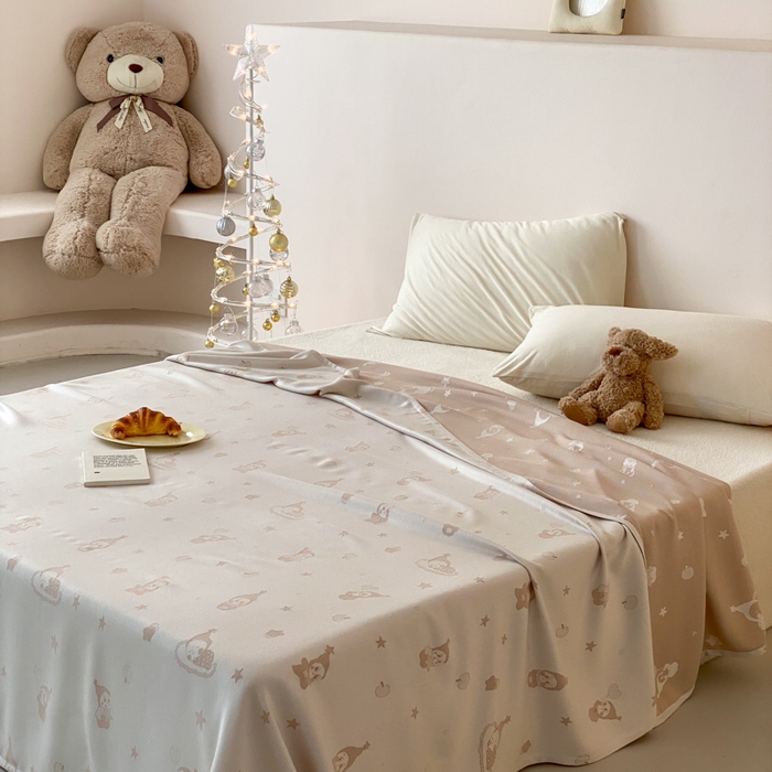 91家纺网 家纺一手货源 找家纺 麻依 2026新款竹纤维单层毛巾被盖毯夏凉被冷感毯 竹星宝-驼色