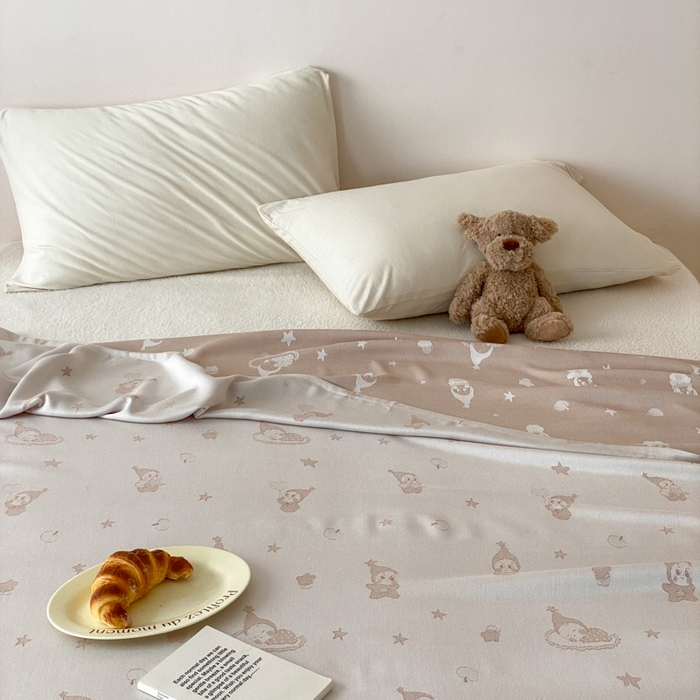 91家纺网 家纺一手货源 找家纺 麻依 2026新款竹纤维单层毛巾被盖毯夏凉被冷感毯 竹星宝-驼色