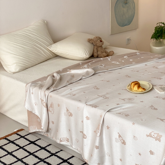 91家纺网 家纺一手货源 找家纺 麻依 2026新款竹纤维单层毛巾被盖毯夏凉被冷感毯 竹星宝-驼色