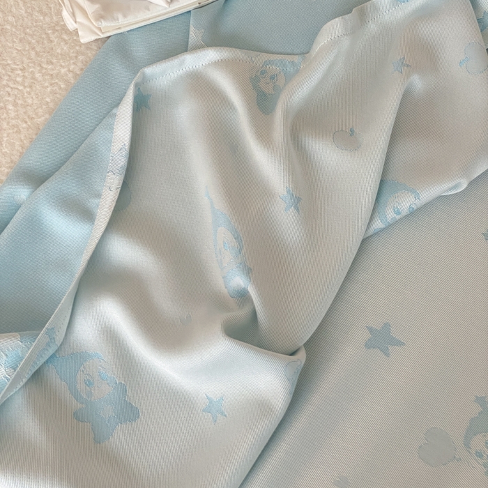 91家纺网 家纺一手货源 找家纺 麻依 2026新款竹纤维单层毛巾被盖毯夏凉被冷感毯 竹星宝-蓝色