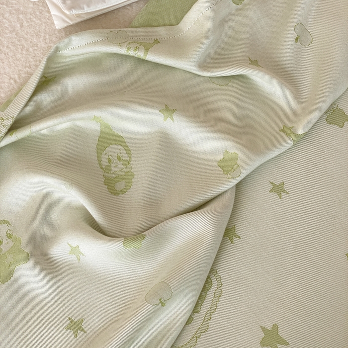 91家纺网 家纺一手货源 找家纺 麻依 2026新款竹纤维单层毛巾被盖毯夏凉被冷感毯 竹星宝-绿色