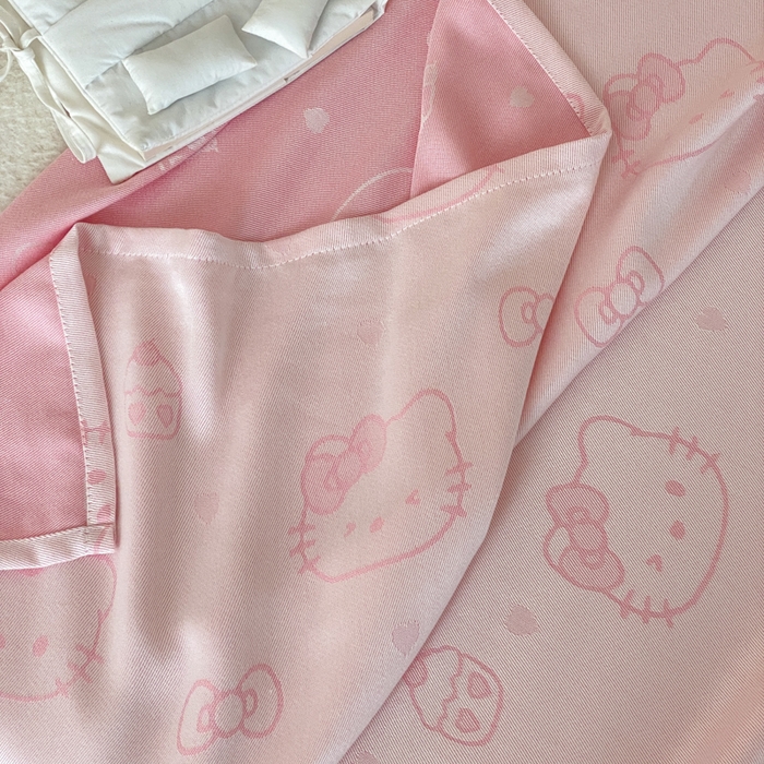 91家纺网 家纺一手货源 找家纺 麻依 2026新款竹纤维单层毛巾被盖毯夏凉被冷感毯 蛋糕KT-粉色