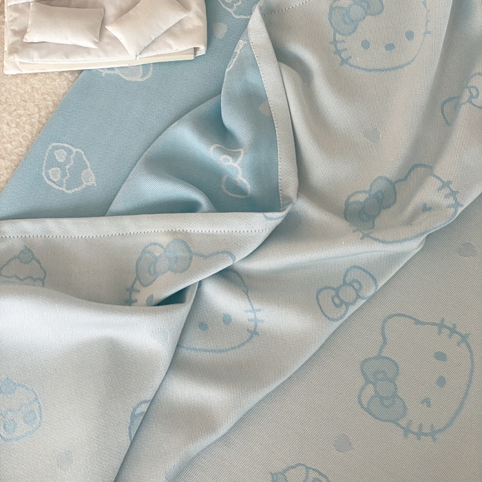 91家纺网 家纺一手货源 找家纺 麻依 2026新款竹纤维单层毛巾被盖毯夏凉被冷感毯 蛋糕KT-蓝色