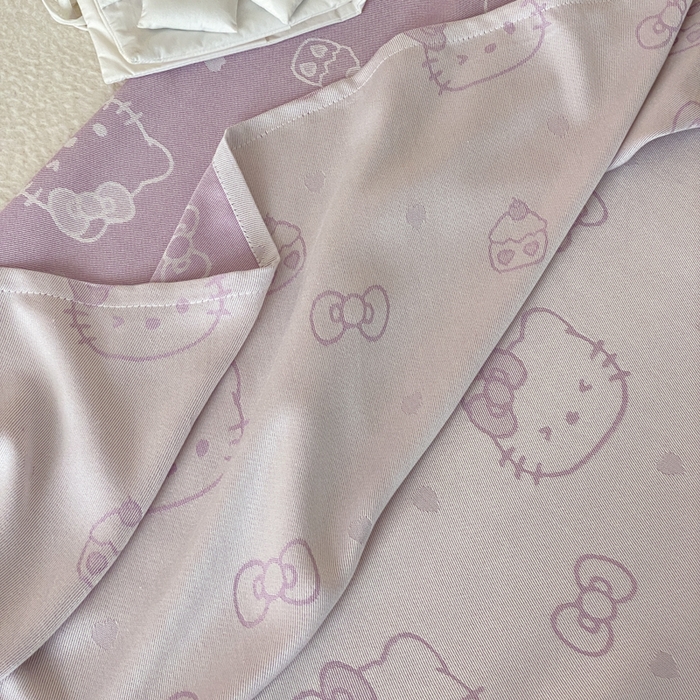 91家纺网 家纺一手货源 找家纺 麻依 2026新款竹纤维单层毛巾被盖毯夏凉被冷感毯 蛋糕KT-紫色