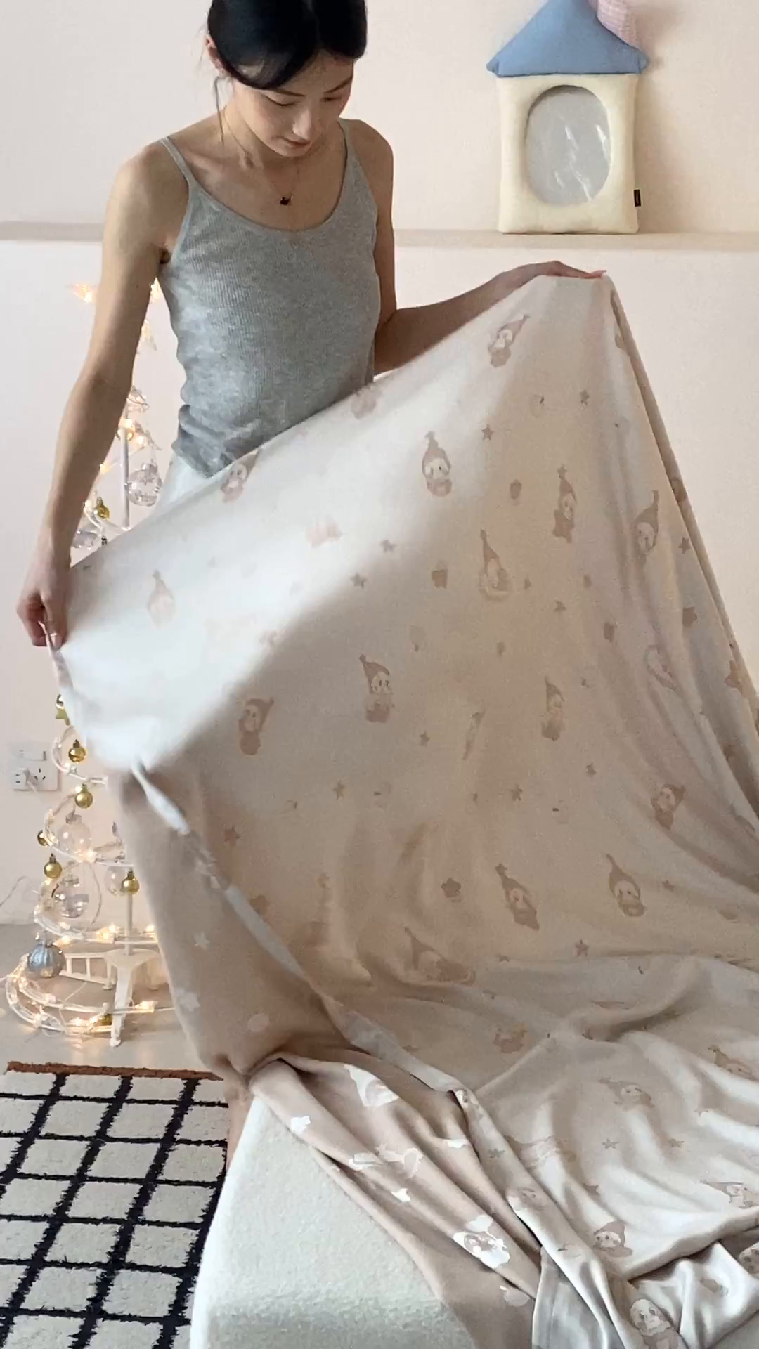 91家纺网 家纺一手货源 找家纺 麻依 2026新款竹纤维单层毛巾被盖毯夏凉被冷感毯 竹星宝-驼色