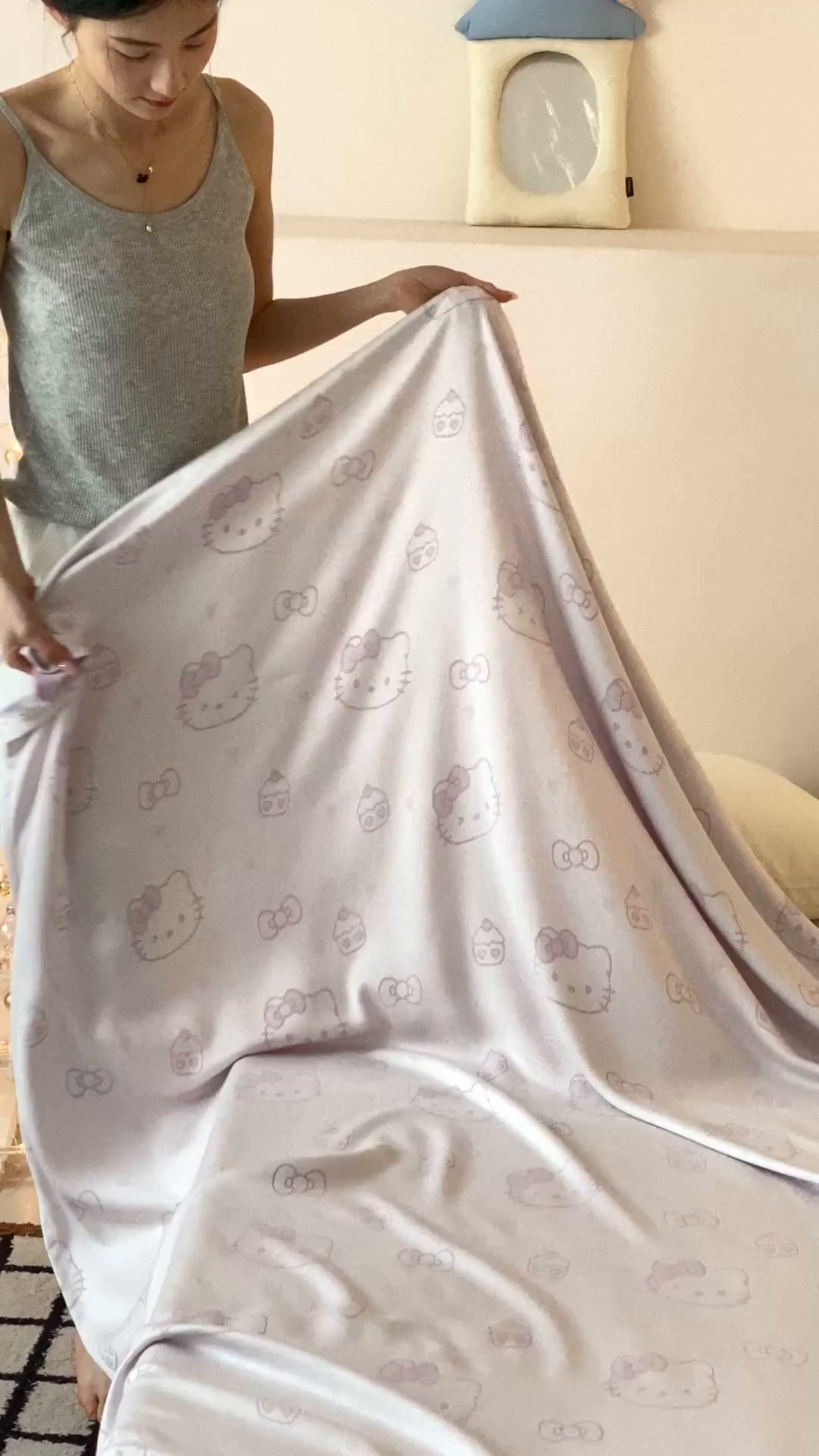 91家纺网 家纺一手货源 找家纺 麻依 2026新款竹纤维单层毛巾被盖毯夏凉被冷感毯 蛋糕KT-紫色