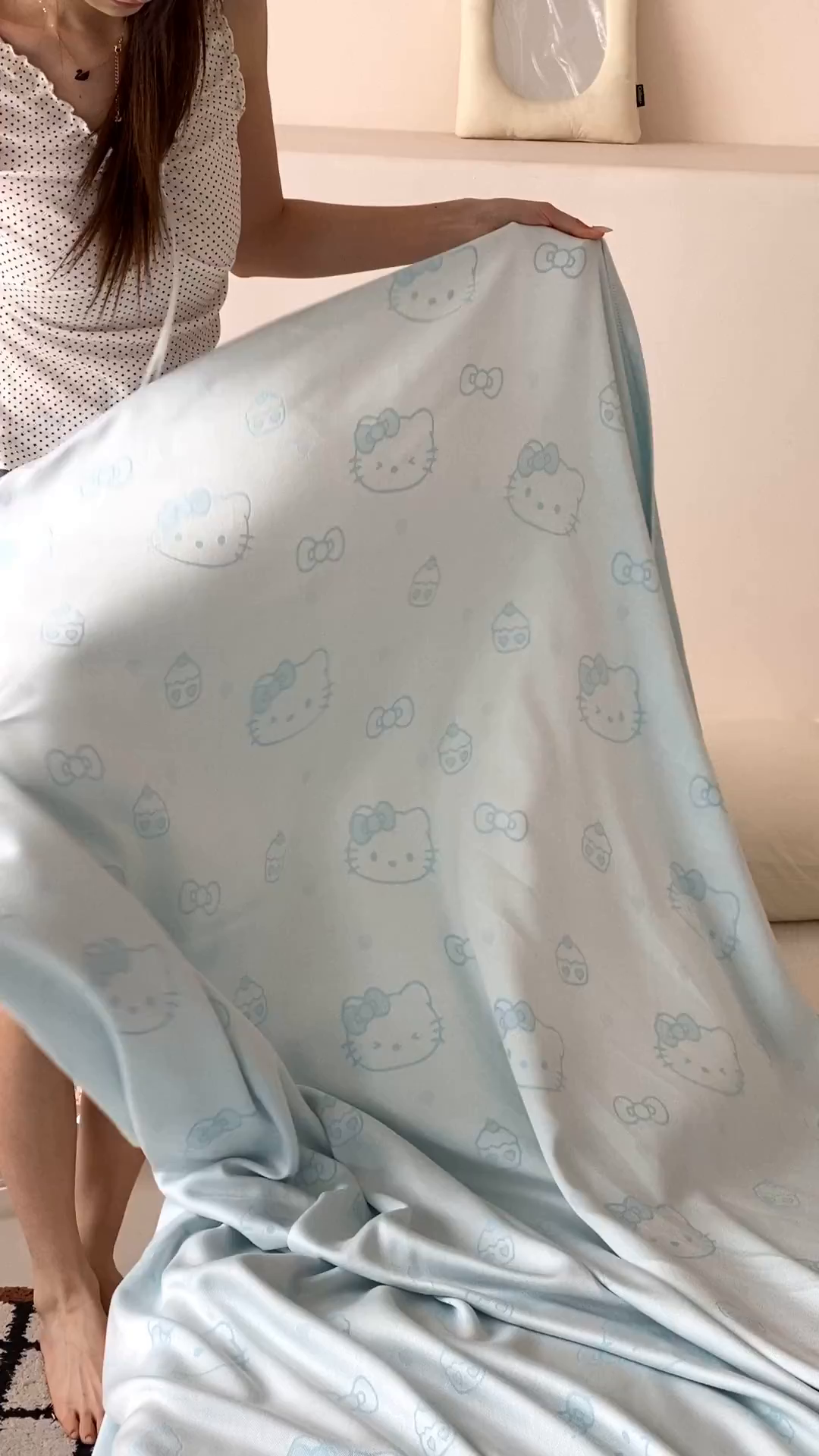 91家纺网 家纺一手货源 找家纺 麻依 2026新款竹纤维单层毛巾被盖毯夏凉被冷感毯 蛋糕KT-蓝色