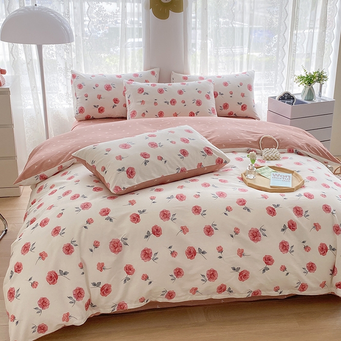 91家纺网 家纺一手货源 找家纺 宇彬家纺 2026直播新款13372A类全棉纯棉印花单双人被套喷气小清新简约热款学生被罩 等风来