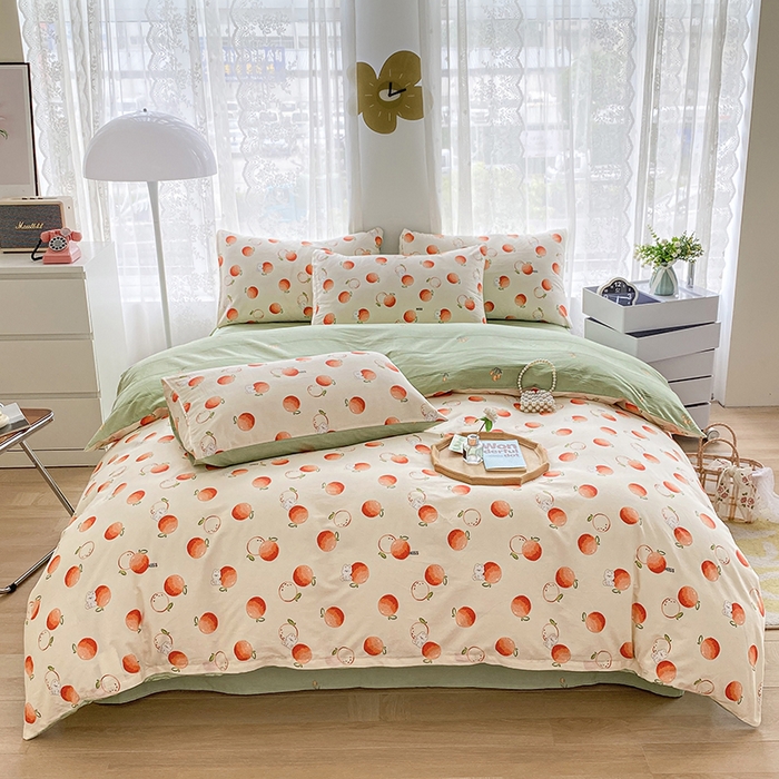 91家纺网 家纺一手货源 找家纺 宇彬家纺 2026直播新款13372A类全棉纯棉印花单双人被套喷气小清新简约热款学生被罩 果香