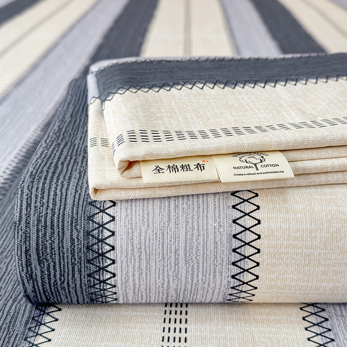 91家纺网 家纺一手货源 找家纺 （总）缦彩 2026新款全棉老粗布床单100%纯棉凉席席子三件套