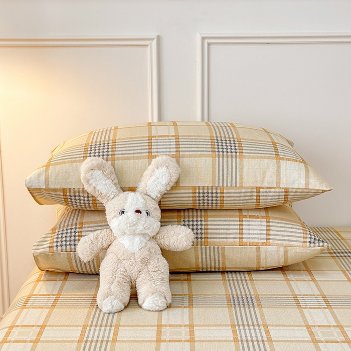 91家纺网 家纺一手货源 找家纺 缦彩 2026新款全棉老粗布床单100%纯棉凉席席子三件套 金灰雅格