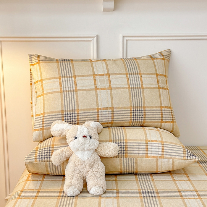 91家纺网 家纺一手货源 找家纺 缦彩 2026新款全棉老粗布床单100%纯棉凉席席子三件套 金灰雅格