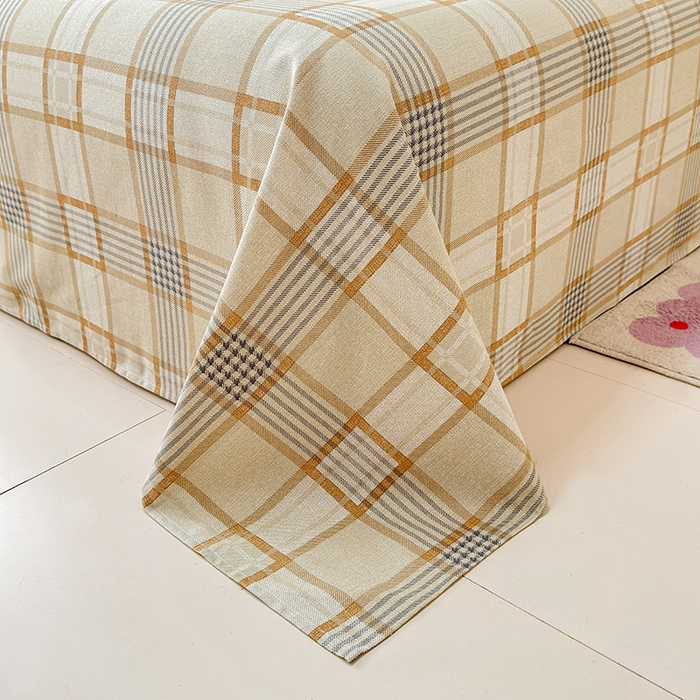 91家纺网 家纺一手货源 找家纺 缦彩 2026新款全棉老粗布床单100%纯棉凉席席子三件套 金灰雅格