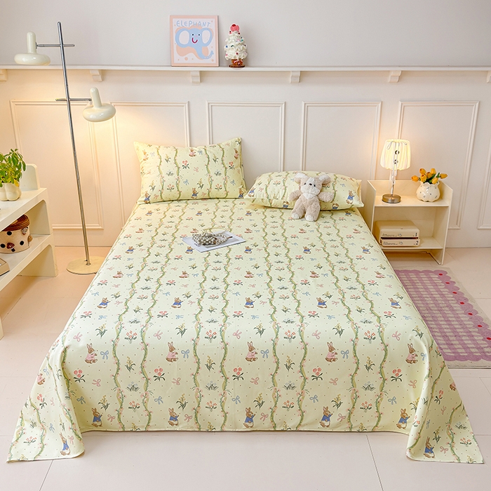 91家纺网 家纺一手货源 找家纺 缦彩 2026新款全棉老粗布床单100%纯棉凉席席子三件套 彼得花镜