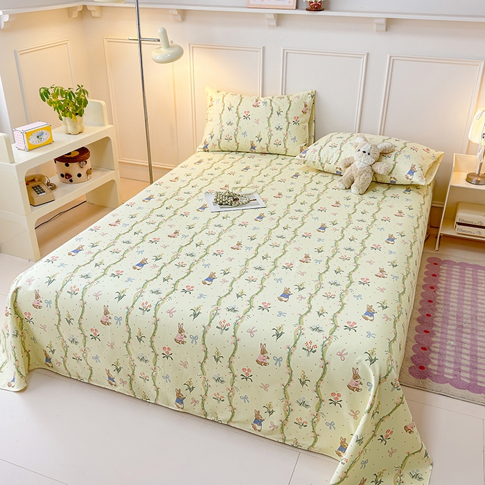 91家纺网 家纺一手货源 找家纺 缦彩 2026新款全棉老粗布床单100%纯棉凉席席子三件套 彼得花镜