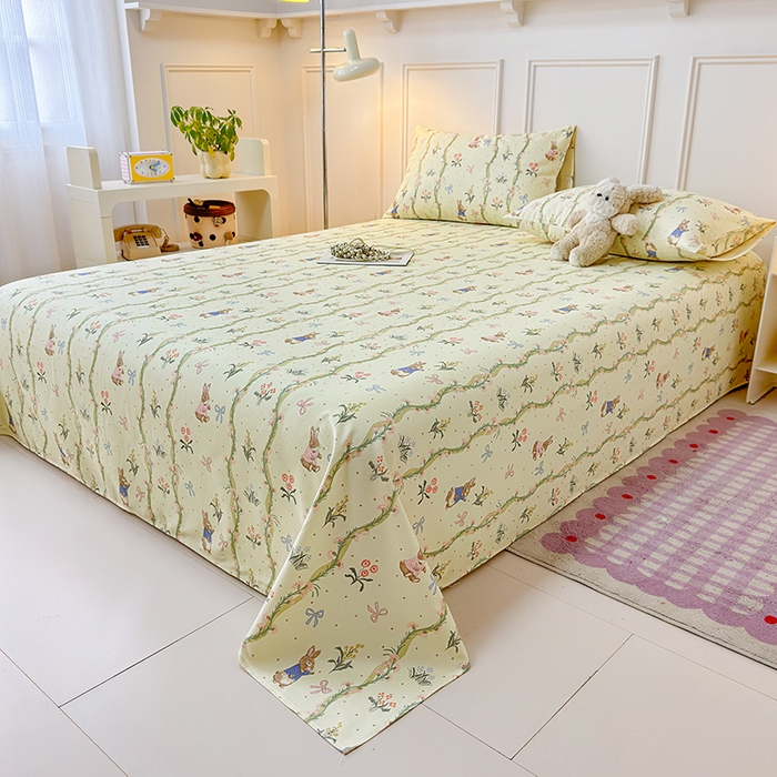 91家纺网 家纺一手货源 找家纺 缦彩 2026新款全棉老粗布床单100%纯棉凉席席子三件套 彼得花镜