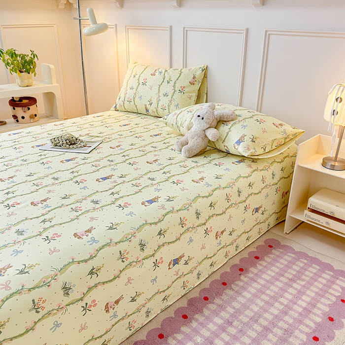 91家纺网 家纺一手货源 找家纺 缦彩 2026新款全棉老粗布床单100%纯棉凉席席子三件套 彼得花镜