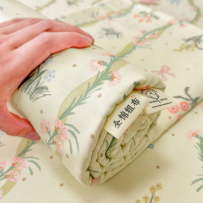 91家纺网 家纺一手货源 找家纺 缦彩 2026新款全棉老粗布床单100%纯棉凉席席子三件套 彼得花镜