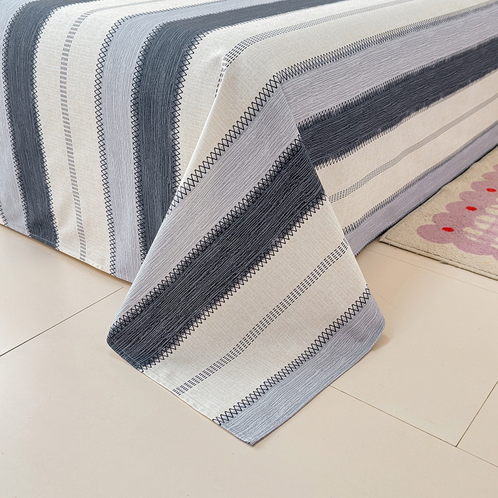 91家纺网 家纺一手货源 找家纺 缦彩 2026新款全棉老粗布床单100%纯棉凉席席子三件套 简纹蓝调