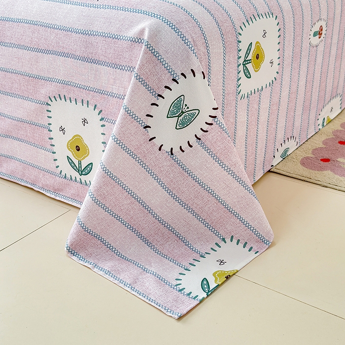 91家纺网 家纺一手货源 找家纺 缦彩 2026新款全棉老粗布床单100%纯棉凉席席子三件套 浅草花信