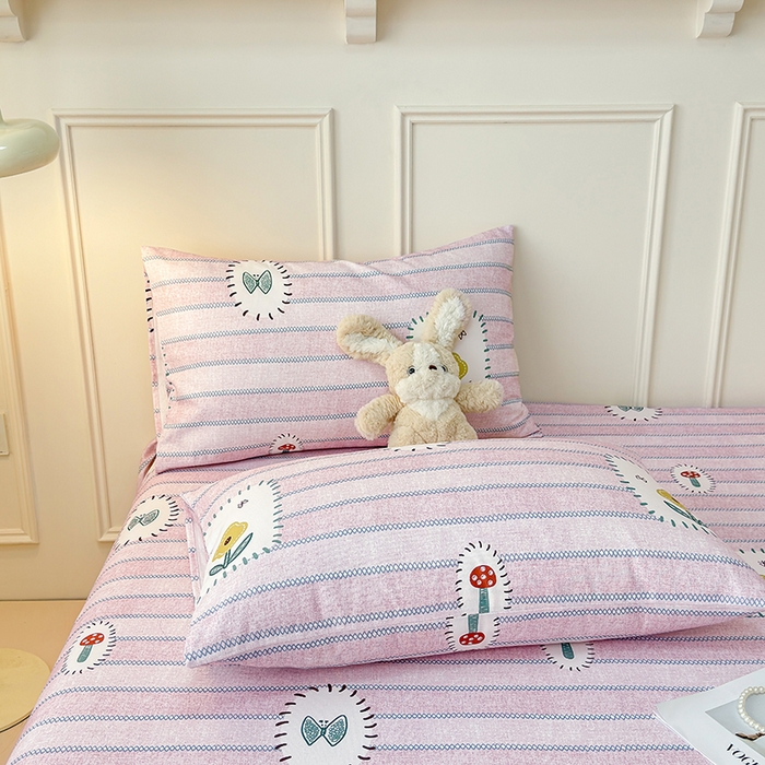 91家纺网 家纺一手货源 找家纺 缦彩 2026新款全棉老粗布床单100%纯棉凉席席子三件套 浅草花信