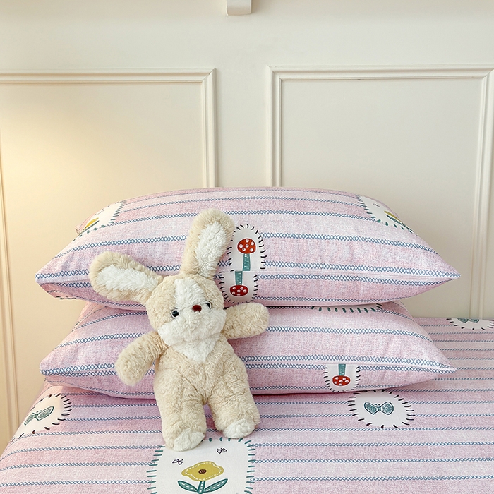 91家纺网 家纺一手货源 找家纺 缦彩 2026新款全棉老粗布床单100%纯棉凉席席子三件套 浅草花信