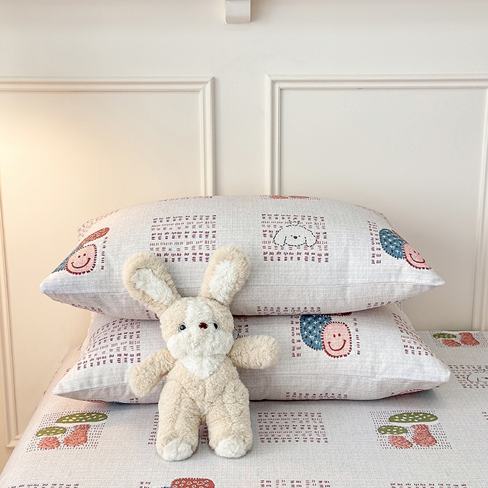 91家纺网 家纺一手货源 找家纺 缦彩 2026新款全棉老粗布床单100%纯棉凉席席子三件套 森系小菇