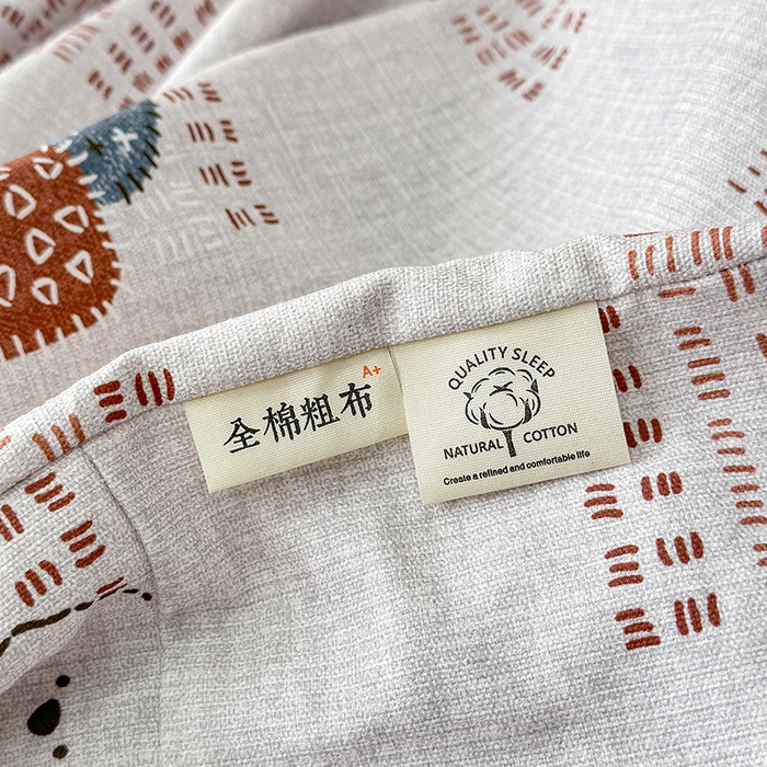 91家纺网 家纺一手货源 找家纺 缦彩 2026新款全棉老粗布床单100%纯棉凉席席子三件套 森系小菇