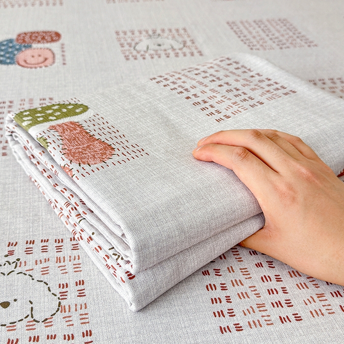 91家纺网 家纺一手货源 找家纺 缦彩 2026新款全棉老粗布床单100%纯棉凉席席子三件套 森系小菇