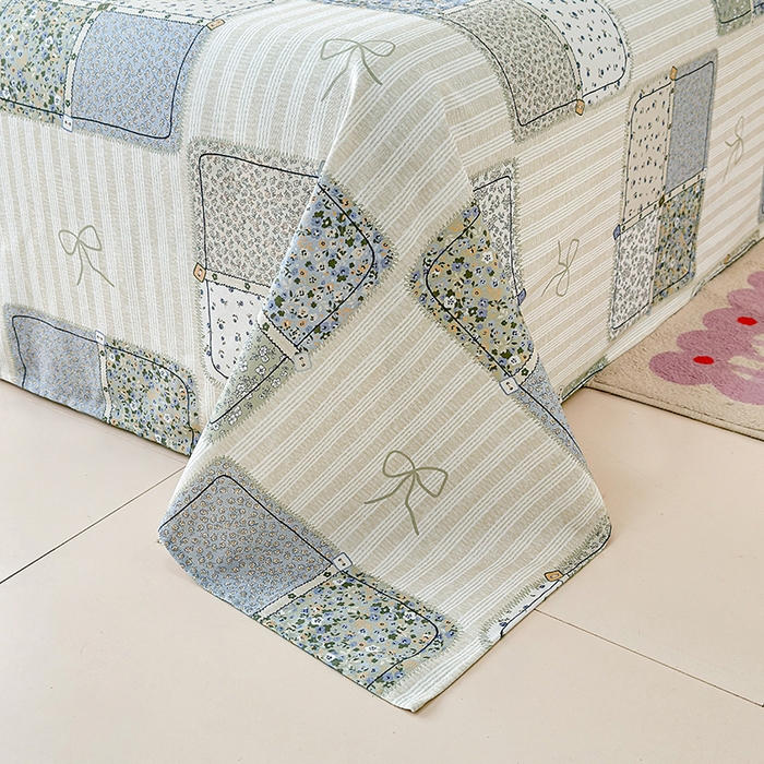 91家纺网 家纺一手货源 找家纺 缦彩 2026新款全棉老粗布床单100%纯棉凉席席子三件套 素锦花窗